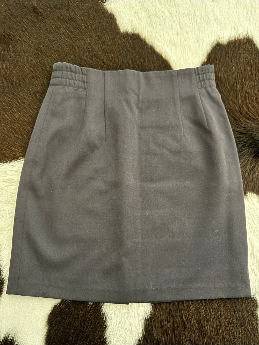 Vintage Gray High Waist Pleated Detail Pencil Mini Skirt S